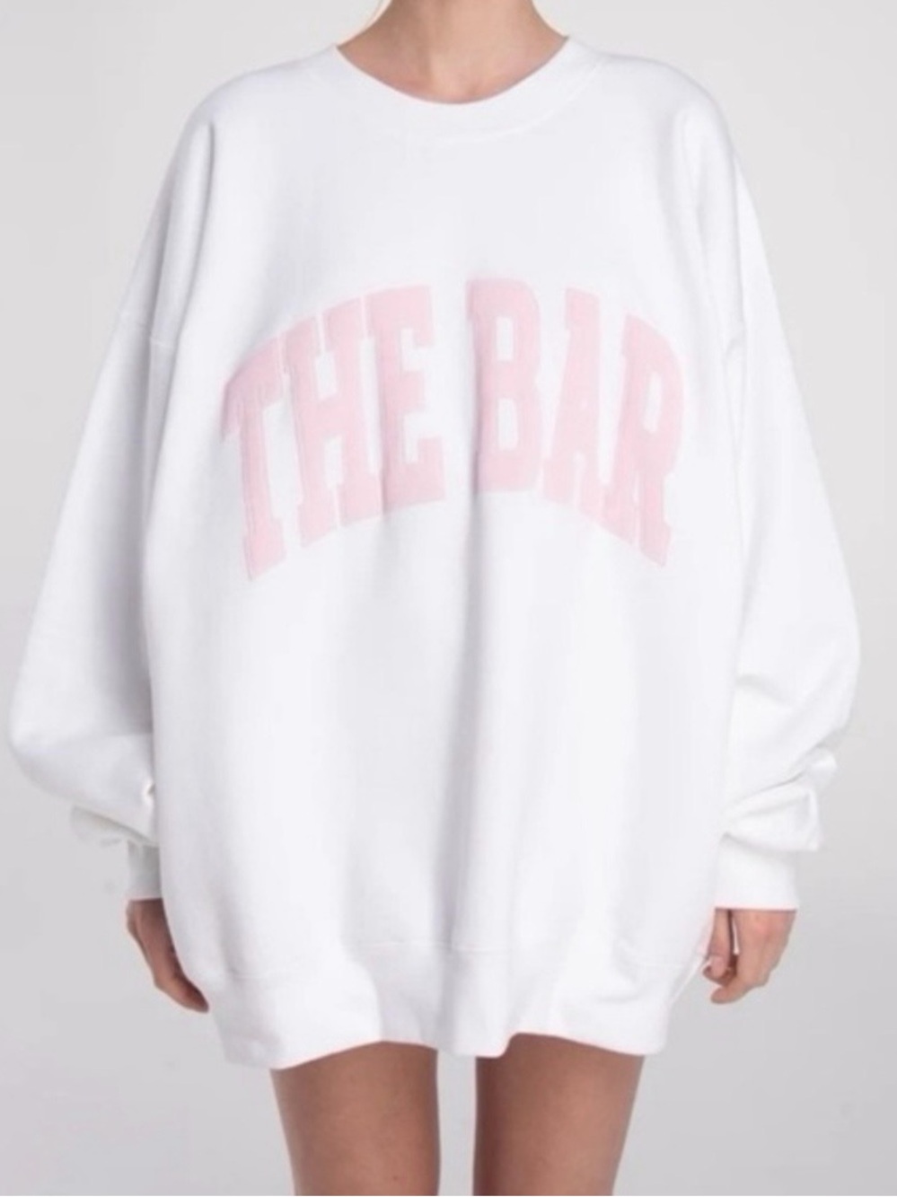 The Bar White + Pink Varsity Sweatshirt XL